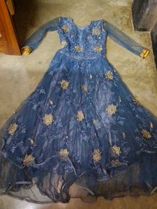 Blue Embroidered Ethnic Gown