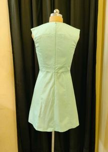 Mint Green V-Neck A-Line Dress