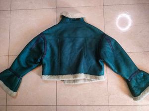 Cropped Green Aviator furr Jacket🧞🐦🛸🎋💿📡