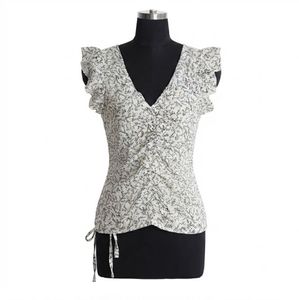 Floral Ruched V-Neck Top