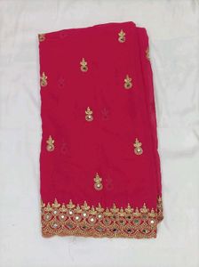 Embellished Pink Georgette Saree
