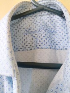 Louis Philippe Teal Dotted Men's Shirt