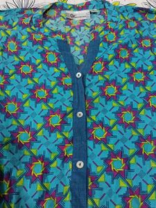 Blue Geometric Print Kurta