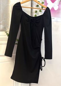 Chic Black Ruched Mini Dress