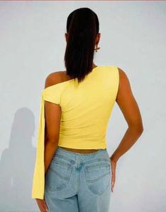 Stylish One-Shoulder Yellow Top