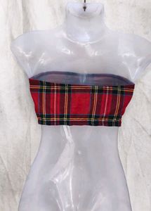 Tartan Plaid Strapless Tube Top
