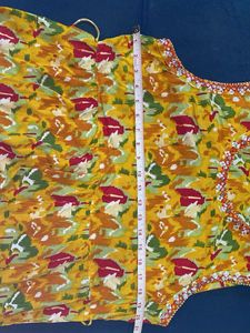 Yellow Kurta with Embellished Neckline