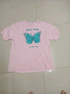Pink Butterfly Graphic T-Shirt