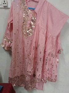 Pink Sequined Kurta Set