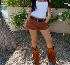 H&M Brown Fringed Shorts