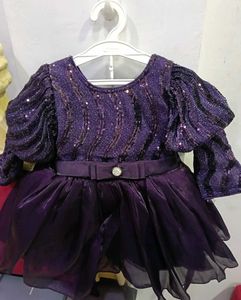 Girls Purple Sequin Party Dress