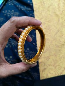 Elegant Pearl &amp; Gold Bangles
