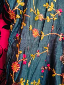 Embroidered Teal Kurta Set with Palazzo