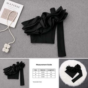 Black One Shoulder Ruffle Crop Top size Medium