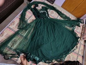 Stunning Emerald Green Gown with dupatta