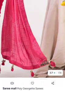 Elegant Pink Poly Georgette Saree
