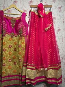 Beautiful Pink &amp; Gold Lehenga Choli