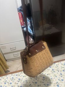 Woven Crossbody Bag with Tassel