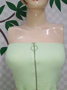 (800)Mint Green Zip Tube Top