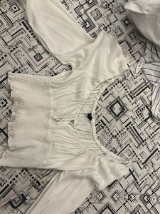 hnm white tie up top