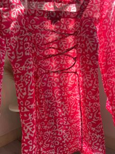 pink printed corset back kurti