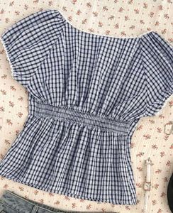 Gingham Puff Sleeve Top