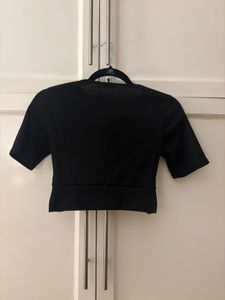 Black Twist Front Crop Top