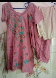 Embroidered Pink Kurta Set with Dupatta