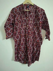 Maroon Printed Kurta