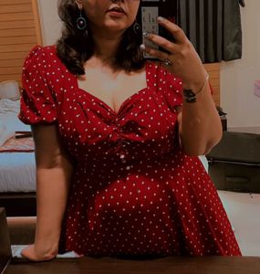 Charming Red Heart Print Dress