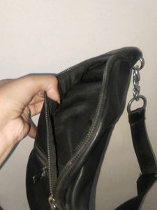 Stylish Black Faux Leather Fanny Pack