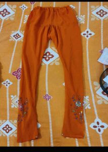 Embroidered Orange Leggings