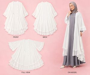 Elegant White Ruffle Abaya Gown