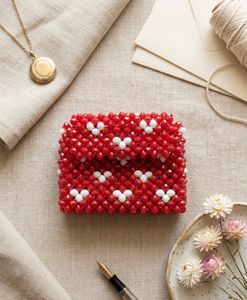 Red and white wallet