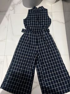 Chic Grid Print Sleeveless Jumpsuit