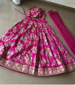 Elegant Pink Embroidered Lehenga Choli Set