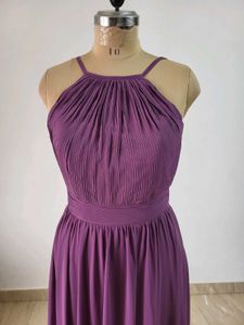 Elegant Purple Halter Neck Maxi Dress