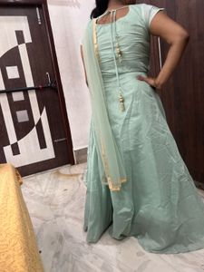Elegant Mint Green One-Piece Ethnic Gown for Women