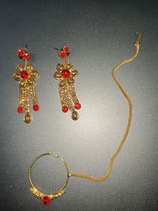 Bridal  Red and Gold Jewellery Set