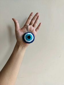 Crocheted Evil Eye Keychain