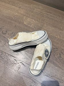 Cream Jeweled Sneakers