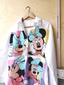 Cute Minnie Mouse Cartoon Print White Shirt