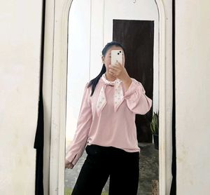 Pink Blouse with Neck Tie