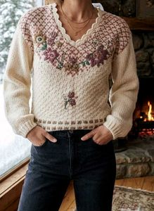 Vintage Floral Knit Sweater
