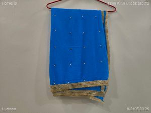 Vibrant Blue dupatta with Gold Embellishments