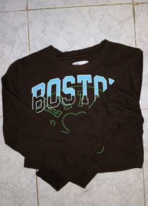 Brown Graphic Long Sleeve Top