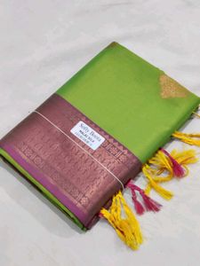 Green Softy Allover Boota Malai Silk Saree