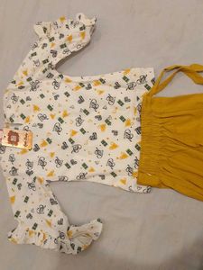 Cute Girls' Heart Print Top &amp; Palazzo Set