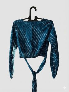 Stylish Blue Polka Dot Top/Blouse