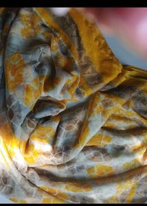 Elegant Yellow &amp; White Floral Print Saree